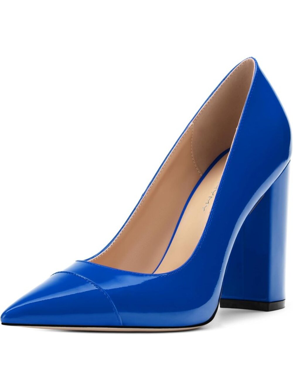 Women's Royal Blue Patent Pointed Toe High Heels Slip On Street Banquet Shoes